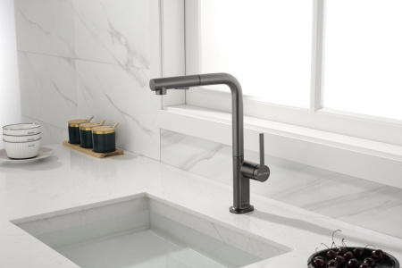 Смеситель для кухни Paulmark NEO Ne214419-GM на мойку серый